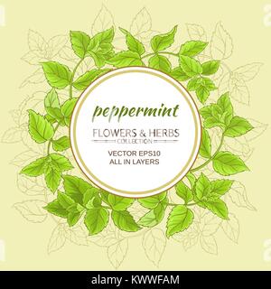 circle vector frame with green peppermint leaves Stock Vector