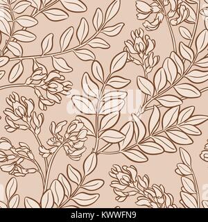 astragalus vector seamless  pattern on color background Stock Vector