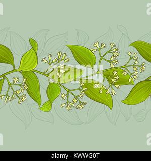 cinnamon branches vector pattern on color background Stock Vector