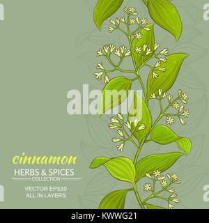 cinnamon branches vector pattern on color background Stock Vector