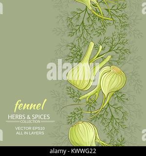fennel vegetable vector pattern on color background Stock Vector