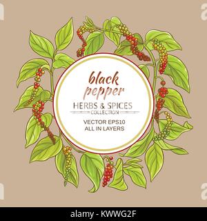 black ground pepper vector frame on color background Stock Vector