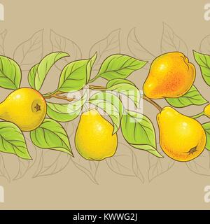 pear branches vector pattern on color background Stock Vector