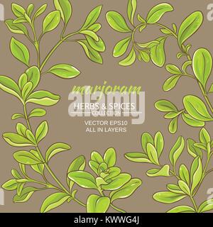 marjoram leaves vector frame on color background Stock Vector