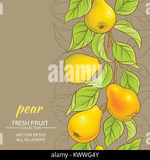 pear branches vector pattern on color background Stock Vector