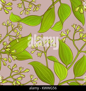 cinnamon branches vector pattern on color background Stock Vector