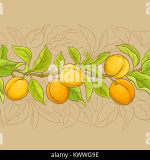 apricot branches vector pattern on color background Stock Vector