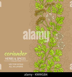coriander plant vector pattern on color background Stock Vector