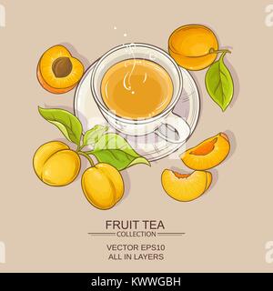 apricot tea vector illustration on color background Stock Vector