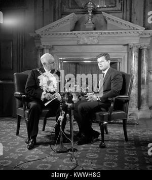 Senator Edward Moore 'Ted' Kennedy, 32-year-old brother of the late President John Kennedy, with the Lord Mayor of London, Ald. C.J. Harman, when Mr Kennedy visited Mansion House in London. Stock Photo