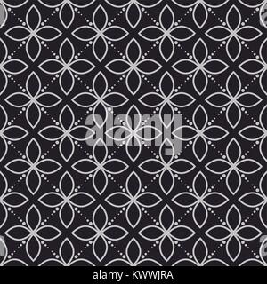 Geometry flower dark seamless vector pattern. Stock Vector
