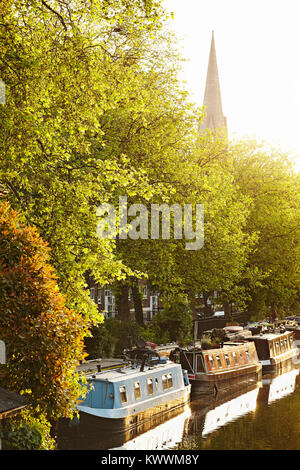 Canal boats at Little Venice, Maida Vale, London, England Stock Photo