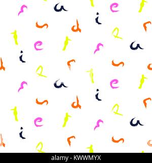 Brushed letters neon blue seamless vector pattern. Stock Vector