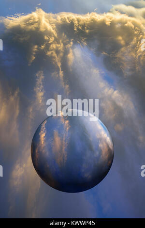 Abstract computer generated blue planet and clouds SiFi concept Stock Photo