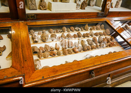 A display of pottery heads in the Egyptian Museum of Antiquities, Cairo, Egypt, North Africa Stock Photo