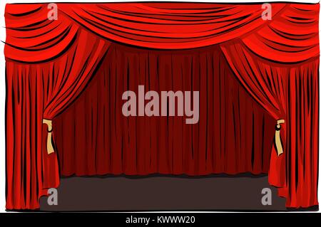 Hand drawn theatrical stage, vector Stock Vector