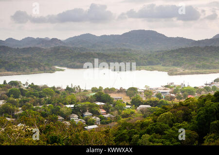 The town of Gamboa and the Panama Canal, Republic of Panama. Stock Photo