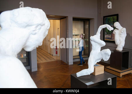 Paris, 30 december 2017: sculpture by rodin and people inside musee rodin in paris Stock Photo