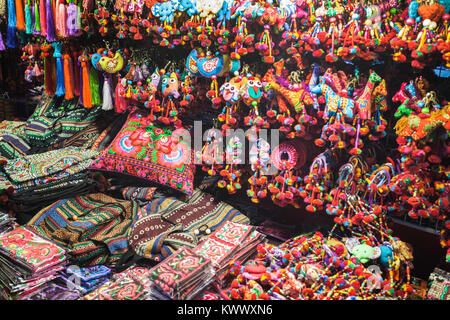 Colorful thai style fabric in the market, Thailand Stock Photo