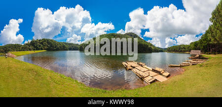 The beautiful Pang Oung Reservoir in Ban Ruam Thai near Mae Hong Son is Thailand's own little Switzerland Stock Photo