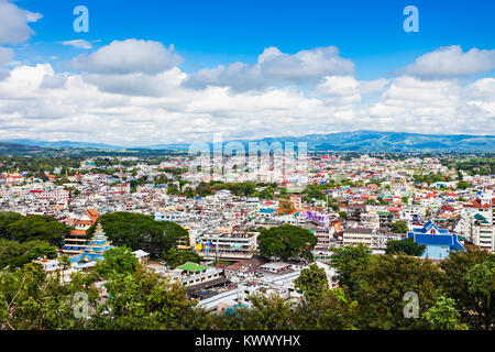 Mae Sai aerial view from Wat Phra That Wai Dao (Black Scorpion Temple), Thailand Stock Photo