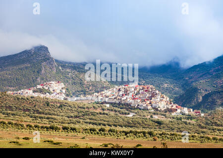 Moulay Idriss or Moulay Idriss Zerhoun is a small town near Meknes in northern Morocco Stock Photo