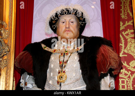 London, - United Kingdom, 08, July 2014. Madame Tussauds in London. Waxwork statue of Henry VIII King of England. Stock Photo