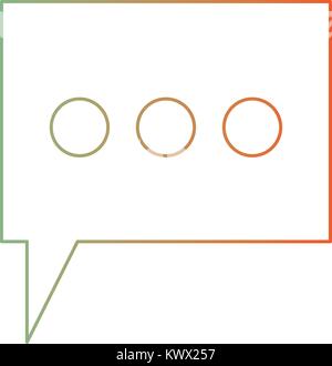 dialogue box with tail and three suspension points in degraded green to red color silhouette Stock Vector