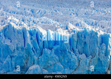 The Perito Moreno Glacier close up view. It is a glacier located in the Los Glaciares National Park in Santa Cruz Province in Patagonia, Argentina. Stock Photo