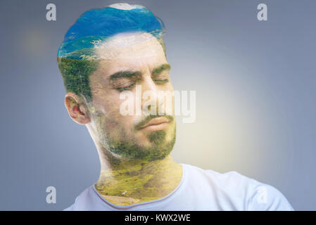 Calm handsome man feeling peaceful Stock Photo