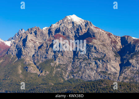 Tronador Mountain and Nahuel Huapi Lake, Bariloche. Tronador is an extinct stratovolcano in the southern Andes, located near the Argentine city of Bar Stock Photo