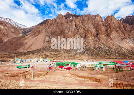 Los Penitentes is a ski resort near Mendoza in Argentina Stock Photo