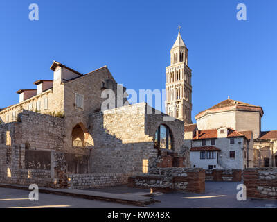 Ethnographic Museum & St. Domnius Cathedral Bell Tower, Split, Croatia Stock Photo