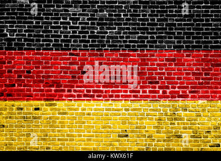 Flag of Germany painted on brick wall, background texture Stock Photo
