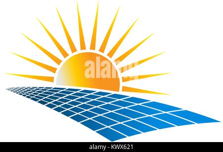 Solar Power Energy Logo Vector Illustration Stock Vector