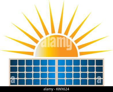 Sun Solar Dual Panel Logo Clipart Vector Illustration Stock Vector