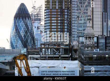 Construction work in London. Looking from the north towards the City of London Stock Photo