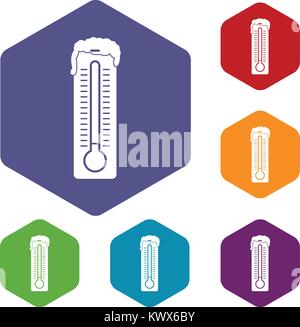 Thermometer icons set rhombus in different colors isolated on white background Stock Vector