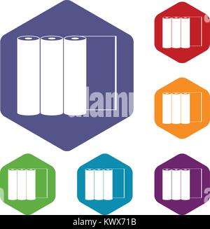 Rolls of paper icons set rhombus in different colors isolated on white background Stock Vector