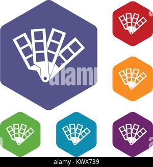 Color palette guide icons set rhombus in different colors isolated on white background Stock Vector