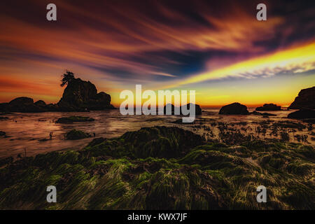 Color image of a beautiful sunset overlooking the Pacific Ocean in Northern California. Stock Photo