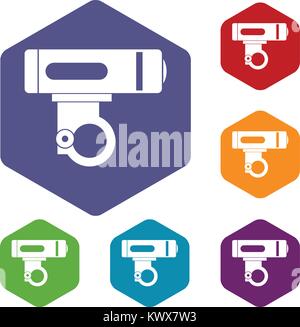Bike light icons set rhombus in different colors isolated on white background Stock Vector
