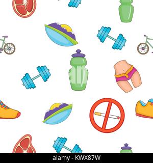 Active lifestyle pattern. Cartoon illustration of active lifestyle vector pattern for web Stock Vector