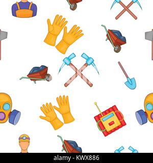 Coal mining pattern. Cartoon illustration of coal mining vector pattern for web Stock Vector