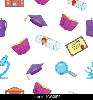 University pattern. Cartoon illustration of university vector pattern for web Stock Vector