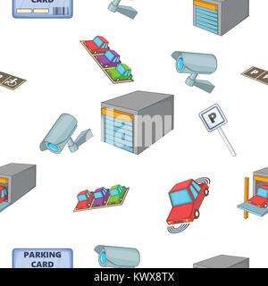 Parking car pattern, cartoon style Stock Vector
