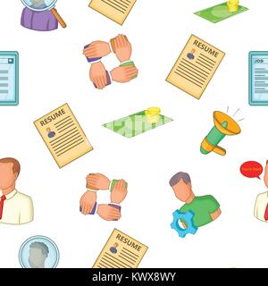 Job search pattern, cartoon style Stock Vector