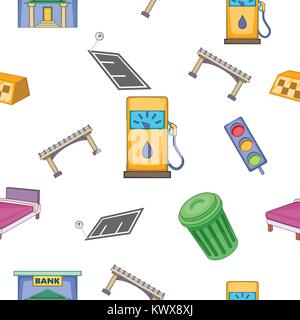 Public building pattern, cartoon style Stock Vector