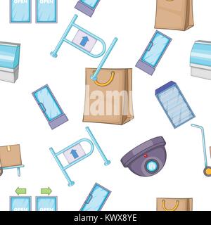 Shop pattern, cartoon style Stock Vector