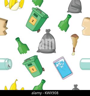 Waste pattern, cartoon style Stock Vector